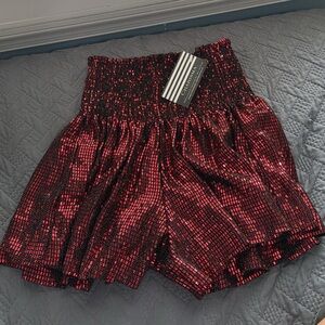 QUEEN OF SPARKLES Red Sequin Shorts